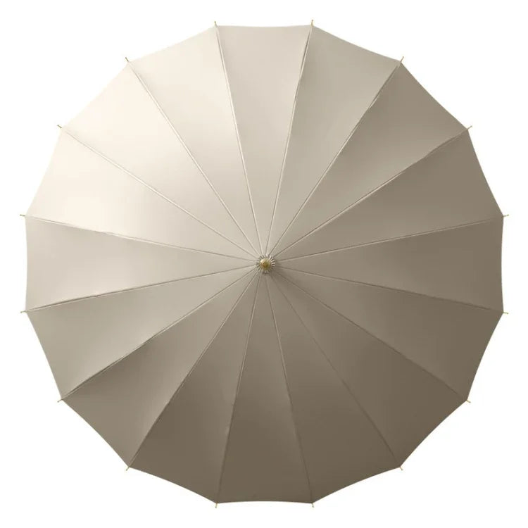 16 Bone Automatic Long Handle Double Sunny And Rain Dual Use Umbrella, With Waterproof Cover Beige, With Waterproof Cover Black, With Waterproof Cover Purple, With Waterproof Cover Green, With Waterproof Cover White, With Waterproof Cover Matcha       ...