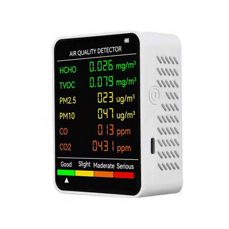 PM2.5/PM10 空気質検出器 室内空気質モニター、6-in-1 空気質検出器 ホワイト、6-in-1 空気質検出器 ブラック
