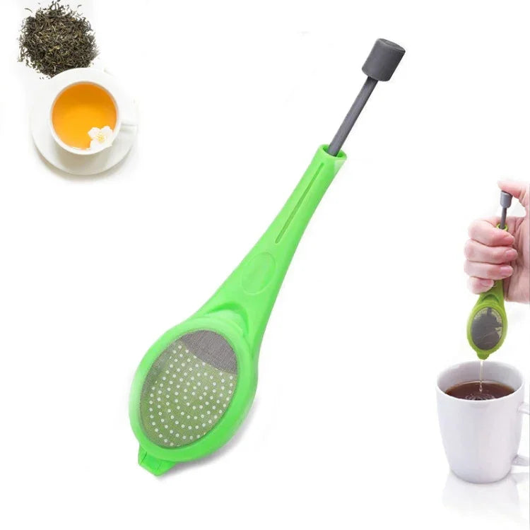ティーストレーナー再利用可能ティーインフューザー内蔵プランジャー携帯用食品グレードプラスチックティー＆コーヒーストレーナー