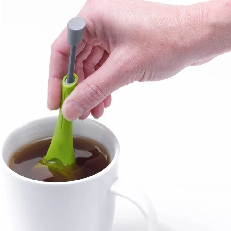 ティーストレーナー再利用可能ティーインフューザー内蔵プランジャー携帯用食品グレードプラスチックティー＆コーヒーストレーナー