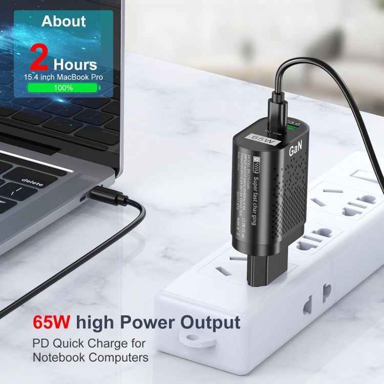 65W GaN モバイルフォン充電器 PD急速充電 コンピューターアダプター ブラック EUプラグ、ブラック UKプラグ、ブラック USプラグ、ブラック AUプラグ、ブラック KRプラグ、ホワイト EUプラグ、ホワイト UKプラグ、ホワイト USプラグ、ホワイト AUプラグ、ホワイト KRプラグ