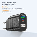 65W GaN モバイルフォン充電器 PD急速充電 コンピューターアダプター ブラック EUプラグ、ブラック UKプラグ、ブラック USプラグ、ブラック AUプラグ、ブラック KRプラグ、ホワイト EUプラグ、ホワイト UKプラグ、ホワイト USプラグ、ホワイト AUプラグ、ホワイト KRプラグ