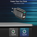 65W GaN モバイルフォン充電器 PD急速充電 コンピューターアダプター ブラック EUプラグ、ブラック UKプラグ、ブラック USプラグ、ブラック AUプラグ、ブラック KRプラグ、ホワイト EUプラグ、ホワイト UKプラグ、ホワイト USプラグ、ホワイト AUプラグ、ホワイト KRプラグ