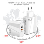 A502 65W USB-C/Type-C+USB デュアルポート GaN チャージャー QC3.0 ノートパソコン用ユニバーサル充電器、EUプラグ ブラック、EUプラグ ホワイト、USプラグ ブラック、USプラグ ホワイト、UKプラグ ブラック、UKプラグ ホワイト