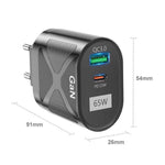 65W GAN PD + QC3.0 急速充電器 スマホ ノートパソコン ユニバーサル充電器 ヘッド EUプラグ ブラック、UKプラグ ブラック、USプラグ ブラック、AUプラグ ブラック、EUプラグ ホワイト、UKプラグ ホワイト、USプラグ ホワイト、AUプラグ ホワイト