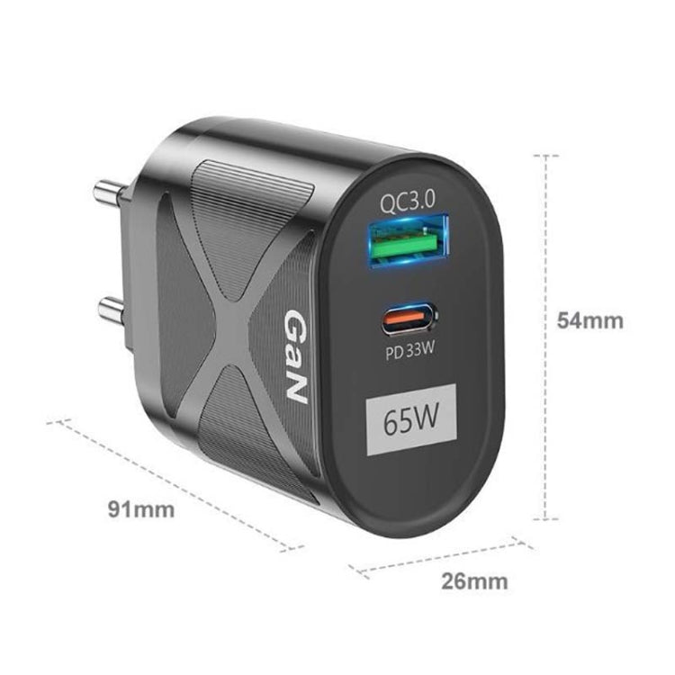 65W GAN PD + QC3.0 急速充電器 スマホ ノートパソコン ユニバーサル充電器 ヘッド EUプラグ ブラック、UKプラグ ブラック、USプラグ ブラック、AUプラグ ブラック、EUプラグ ホワイト、UKプラグ ホワイト、USプラグ ホワイト、AUプラグ ホワイト