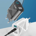 65W GAN PD + QC3.0 急速充電器 スマホ ノートパソコン ユニバーサル充電器 ヘッド EUプラグ ブラック、UKプラグ ブラック、USプラグ ブラック、AUプラグ ブラック、EUプラグ ホワイト、UKプラグ ホワイト、USプラグ ホワイト、AUプラグ ホワイト