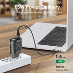 65W GAN PD + QC3.0 急速充電器 スマホ ノートパソコン ユニバーサル充電器 ヘッド EUプラグ ブラック、UKプラグ ブラック、USプラグ ブラック、AUプラグ ブラック、EUプラグ ホワイト、UKプラグ ホワイト、USプラグ ホワイト、AUプラグ ホワイト