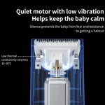 電動防水理髪用子供用低騒音充電式プッシュクリッパー 吸引アップグレード版 ホワイト