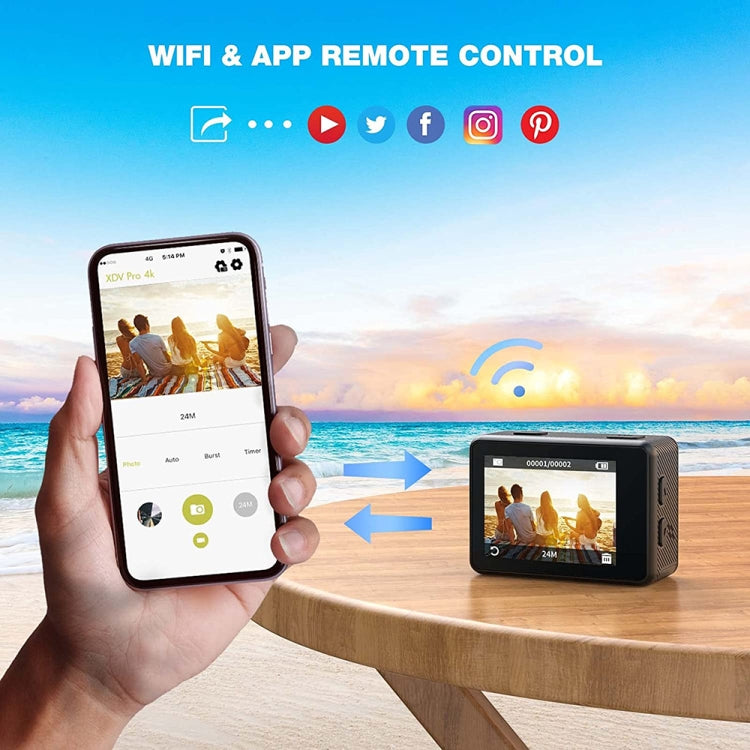WIFIカラーデュアルスクリーンHD 4Kビデオ屋外防水スポーツカメラ、Q60AR