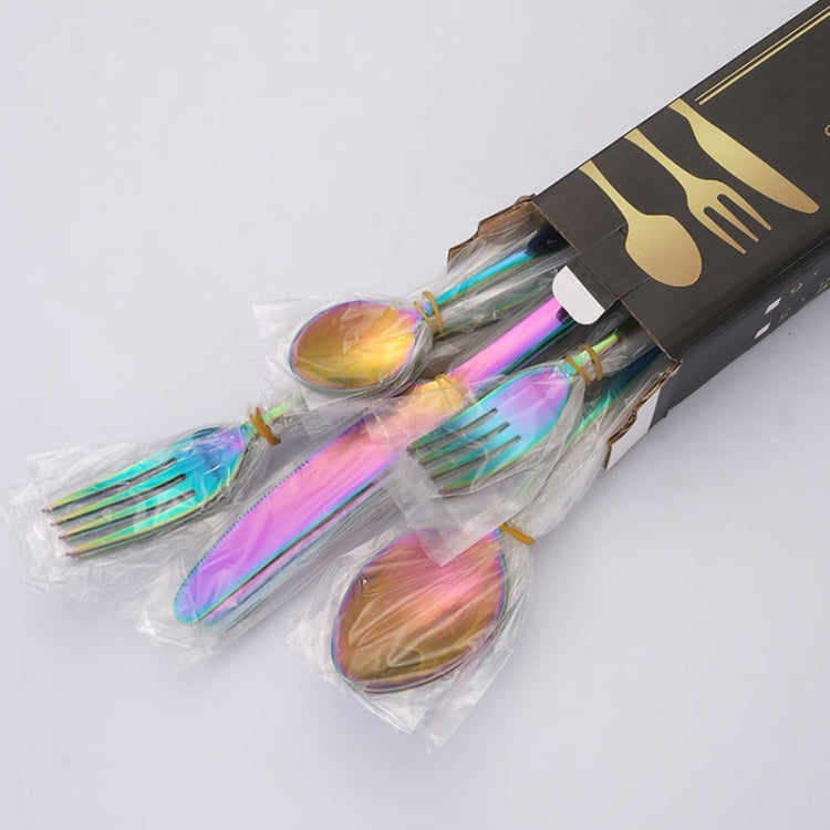 16点セット カートン箱入り 金メッキステンレス製ナイフ＆フォークセット 西洋食器 ステンレス色、ゴールド、ローズゴールド、カラフル、ブラック