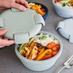 1100ml シリコン折りたたみ式ランチボックス 旅行用ボウル 電子レンジ・食洗機対応 ブルー、ピンク、グリーン、グレー、ブラック