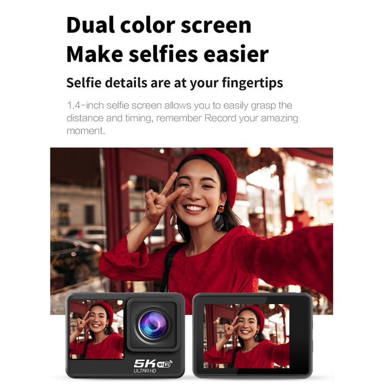 5K/30FPS WIFI HD手ぶれ防止リモートタッチデュアルスクリーンIP68防水スポーツカメラ、5K、5Kカメラ＋64Gカード、5Kカメラ＋128Gカード