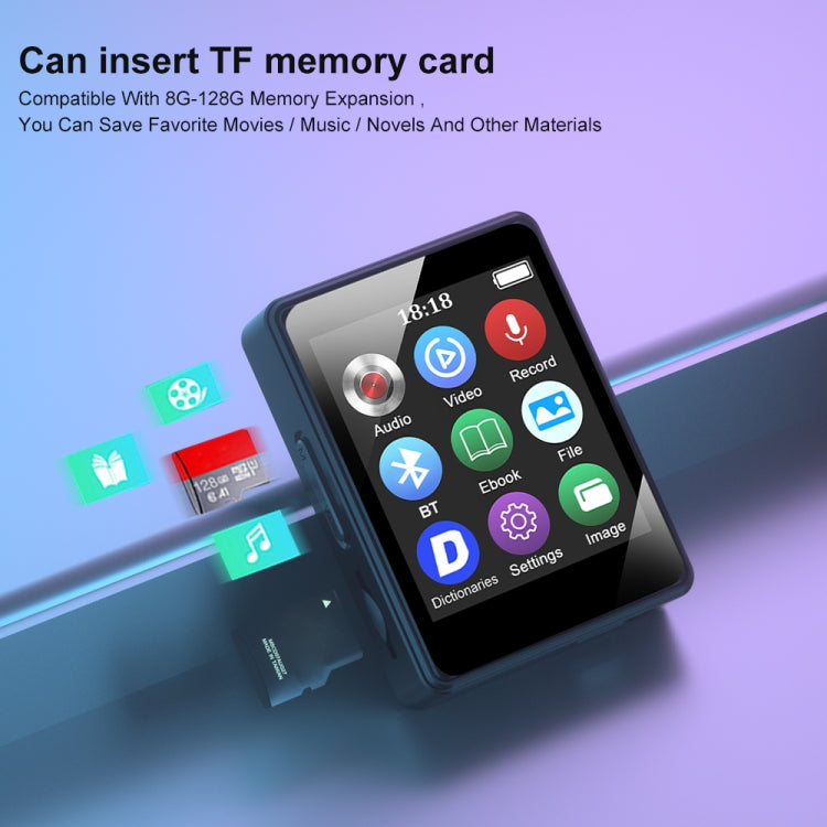 MP3音楽プレーヤー Bluetooth 5.0 電子書籍録音機能付き MP4ウォークマン、メモリーカードなし、8GB、16GB、32GB、64GB、128GB