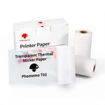 Phomemo T02用 3ロール Bluetoothプリンター用サーマル紙ラベル紙、53mmx6.5m 10年耐久 黒白 ノン粘着、50mmx3.5m 2年耐久 黒白 ステッカー、50mmx3.5m 10年耐久 黒白 ステッカー、53mmx5m 5年耐久 青白 ノン粘着