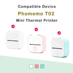 Phomemo T02用 3ロール Bluetoothプリンター用サーマル紙ラベル紙、53mmx6.5m 10年耐久 黒白 ノン粘着、50mmx3.5m 2年耐久 黒白 ステッカー、50mmx3.5m 10年耐久 黒白 ステッカー、53mmx5m 5年耐久 青白 ノン粘着