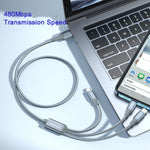 ROMOSS CB25 3-in-1 3.5A 8ピン + マイクロUSB + Type C/USB-Cケーブル、1m