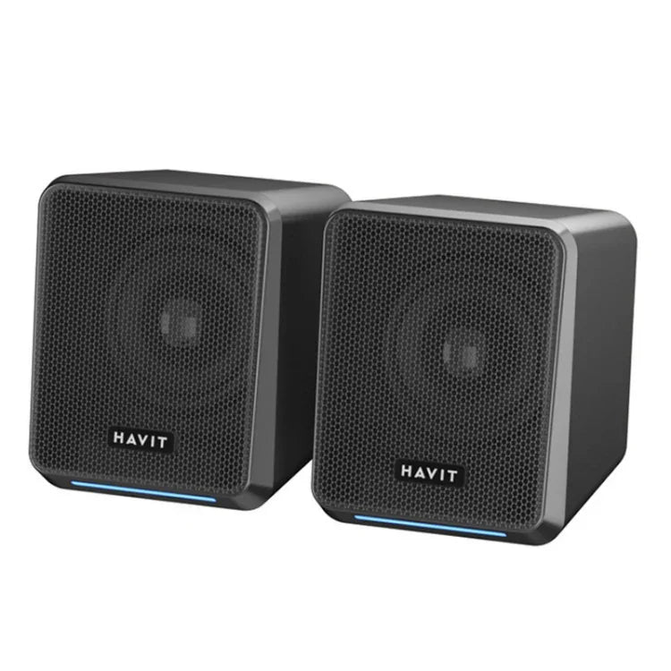 Havit A20 Plus カラフルアンビエントライト 有線コンピューターオーディオステレオサラウンドサウンドスピーカー、ブラック、Bluetoothバージョン
