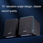 Havit A20 Plus カラフルアンビエントライト 有線コンピューターオーディオステレオサラウンドサウンドスピーカー、ブラック、Bluetoothバージョン