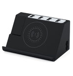PD 20W + QC 3.0 ワイヤレス充電 + 6ポート多機能充電器、ブラック