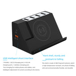 PD 20W + QC 3.0 ワイヤレス充電 + 6ポート多機能充電器、ブラック
