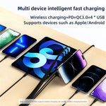 PD 20W + QC 3.0 ワイヤレス充電 + 6ポート多機能充電器、ブラック