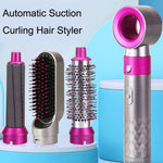 5イン1ホットエアコーム 自動カールアイロン カール＆ストレートヘアスタイリングコーム ヘアドライヤー、EUプラグ、UKプラグ、USプラグ