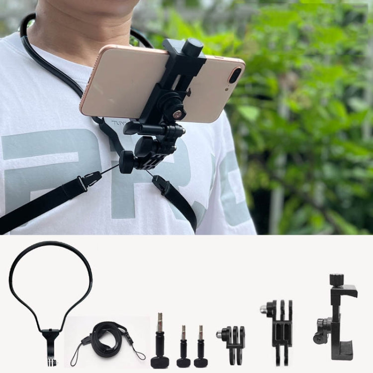 TUYU カメラネックホルダー 携帯電話胸ストラップマウント ビデオ撮影用//POV、スタンダード（ブラック）、スタンダード（ブルー）、電話クリップ付き（ブラック）、電話クリップ付き（ブルー）、縦撮影（ブラック）、縦撮影（ブルー）、縦＋電話クリップ（ブラック）