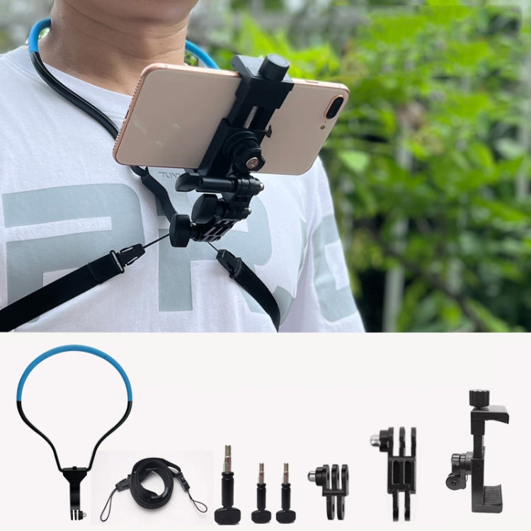 TUYU カメラネックホルダー 携帯電話胸ストラップマウント ビデオ撮影用//POV、スタンダード（ブラック）、スタンダード（ブルー）、電話クリップ付き（ブラック）、電話クリップ付き（ブルー）、縦撮影（ブラック）、縦撮影（ブルー）、縦＋電話クリップ（ブラック）