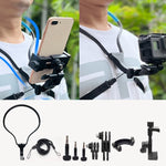 TUYU カメラネックホルダー 携帯電話胸ストラップマウント ビデオ撮影用//POV、スタンダード（ブラック）、スタンダード（ブルー）、電話クリップ付き（ブラック）、電話クリップ付き（ブルー）、縦撮影（ブラック）、縦撮影（ブルー）、縦＋電話クリップ（ブラック）