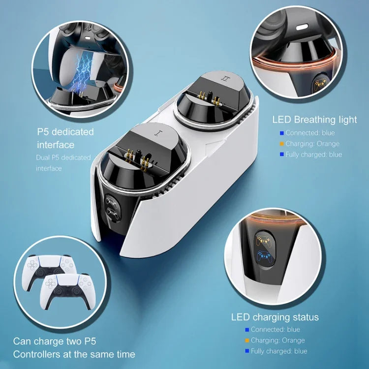 PS5 ゲームパッド接触型デュアル充電ドック ゲームパッド充電器用