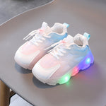 WISDOMFROG 女の子用スニーカー LEDライトアップ 男の子用グラデーションメッシュシューズ 子供用靴、21、22、23、24、25、26、27、28、29、30