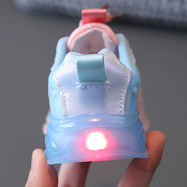 WISDOMFROG 女の子用スニーカー LEDライトアップ 男の子用グラデーションメッシュシューズ 子供用靴、21、22、23、24、25、26、27、28、29、30