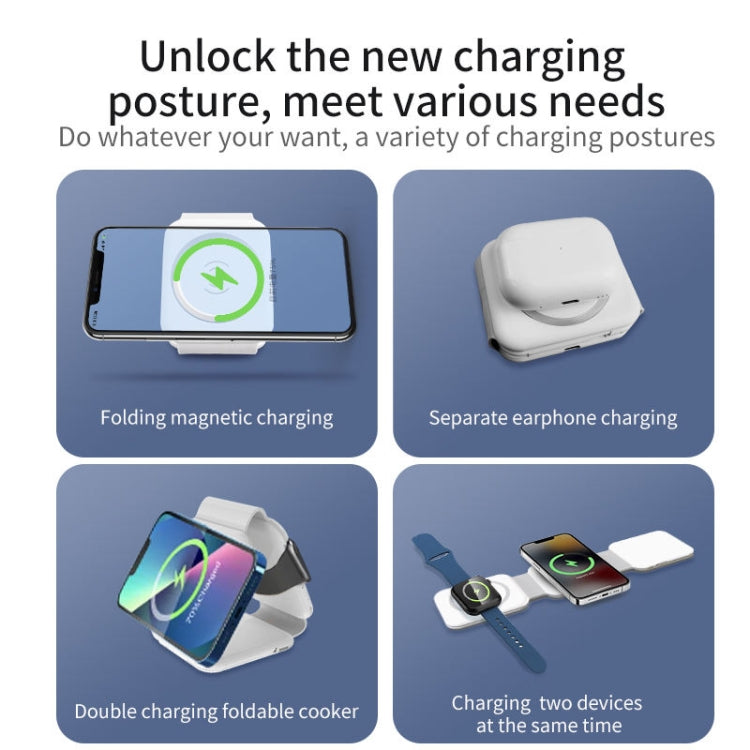 10-in-1 Magnetic Wireless Folding Charger With Data Cable Adapter Storage box, BM3093 (White), BM3093