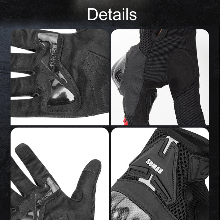 SOMAN バイク用ライディング防落下通気性滑り止めカーボンファイバーグローブ、M、L、XL、XXL