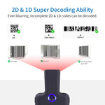 HC101D 2D Bluetoothバーコードスキャナー ワイヤレスバッククリップ電話バーコードリーダー、2D中央、2D側面