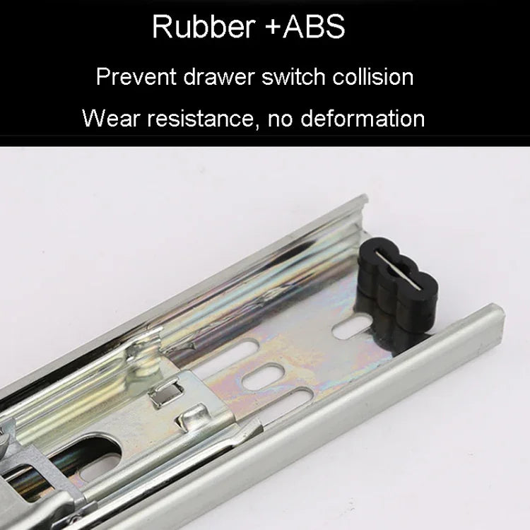 1 Pair Thickened Three Sections Ball Slide Mute Drawer Track Rail, 4 inch 10cm, 6 inch 16cm, 8 inch 20cm