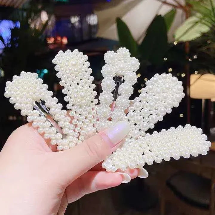 5個セットパールヘアクリップセット大きなヘアクリップピンバレッタ女性用ガールズヘアアクセサリー