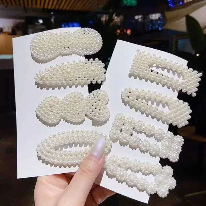 5個セットパールヘアクリップセット大きなヘアクリップピンバレッタ女性用ガールズヘアアクセサリー