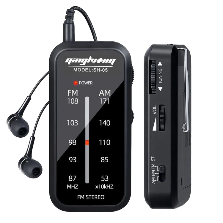 SH-05 ミニリスニングテスト専用ピンタイプ FM/AM 2バンドラジオ バッククリップ付き、SH-05