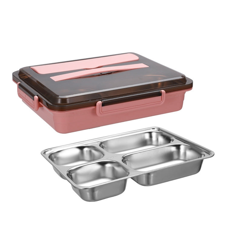 304 Stainless Steel Lunch Box Leakproof Insulated Student Dormitory Bento Box, 4 Grid Pink, 4 Grid Black, 4 Grid Blue, 5 Grid Pink