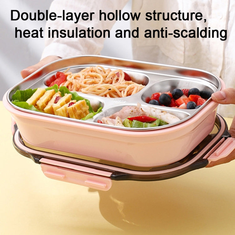 304 Stainless Steel Lunch Box Leakproof Insulated Student Dormitory Bento Box, 4 Grid Pink, 4 Grid Black, 4 Grid Blue, 5 Grid Pink