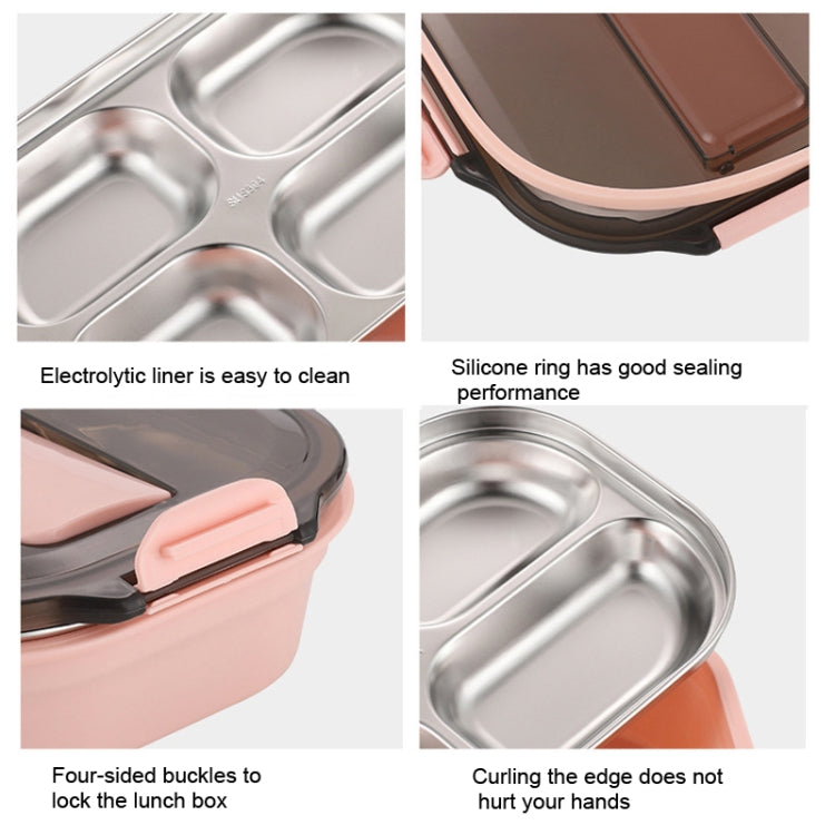 304 Stainless Steel Lunch Box Leakproof Insulated Student Dormitory Bento Box, 4 Grid Pink, 4 Grid Black, 4 Grid Blue, 5 Grid Pink