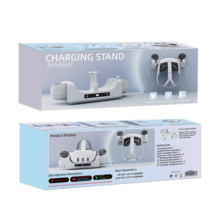 For Meta Quest 3 VR Helmet Charging Base Wall-mounted Fast Charging Rack With LED Indicator