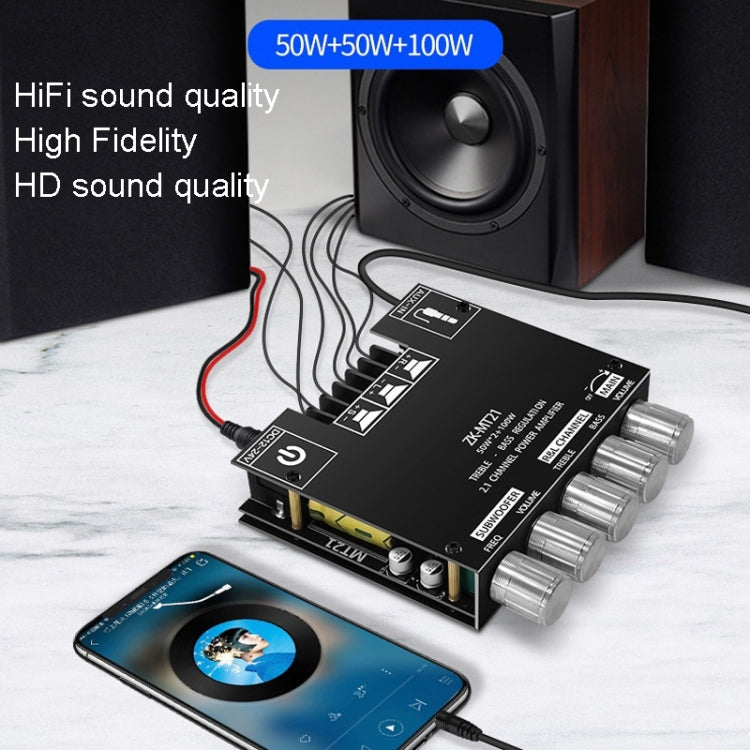 ZK-MT21 50W x 2+100W 2.1チャンネルBluetoothデジタルアンプモジュール、ZK-MT21
