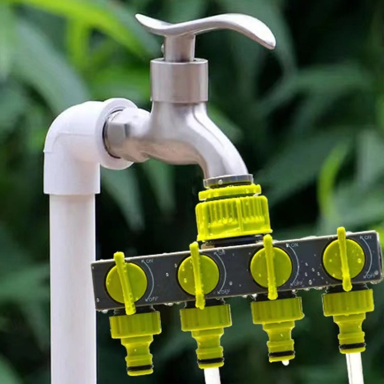 ガーデン芝生散水 EUねじ蛇口 一入力四出力バルブ分岐器、緑と灰色
