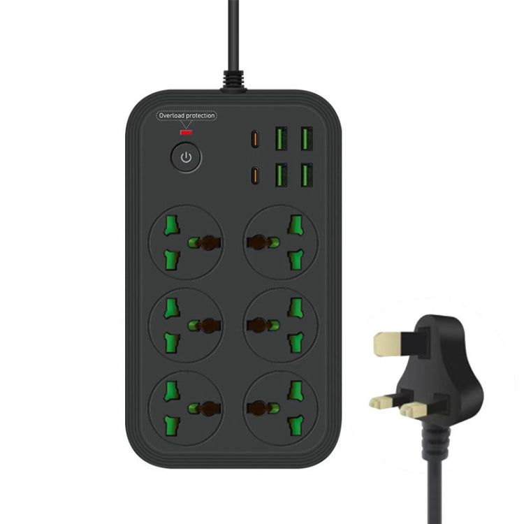 T24 2m 3000W 6プラグ + PD + 4 USBポート 多機能 耐火ソケット スイッチ付き、UKプラグ、USプラグ