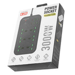 T24 2m 3000W 6プラグ + PD + 4 USBポート 多機能 耐火ソケット スイッチ付き、UKプラグ、USプラグ