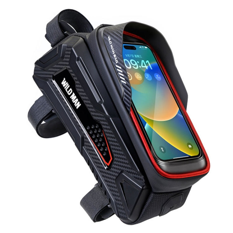 WILD MAN M30 1L ハードシェルマウンテンバイクフロントビームバッグ TPUタッチスクリーンサイクリング装備バッグ、M30（ブラック）、M30（ブラックレッド）