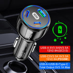 90W Super Fast Charging USB-C Car Charger Dual PD 30W+QC3.0 Charging Station, Black, White